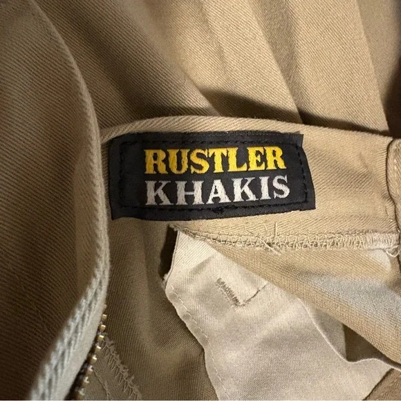 Rustler Jeans Mens 32x32 Tan Khaki Straight Pants Vintage 80s Retro Boho Hippie - Picture 5 of 7